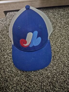 New Era Blue and Gray Kids Trucker Hat with Colorful Front Patch